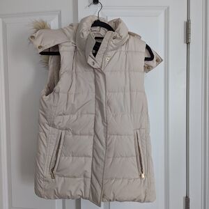 Banana Republic cream fur hood warm vest